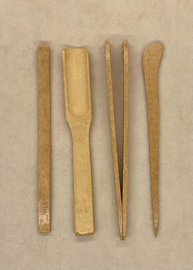 Набор чайных инструментов "Чайное Коленце" - бамбук и глазурь.