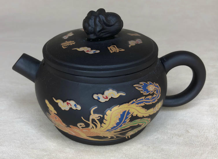 Глиняный чайник "Дракон и Феникс" - в ассортименте