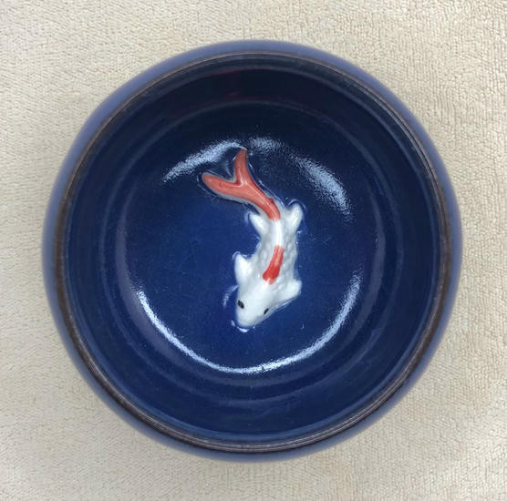 Пиала в стиле Колотый лед "Рыбка в пруду" - 50 мл.